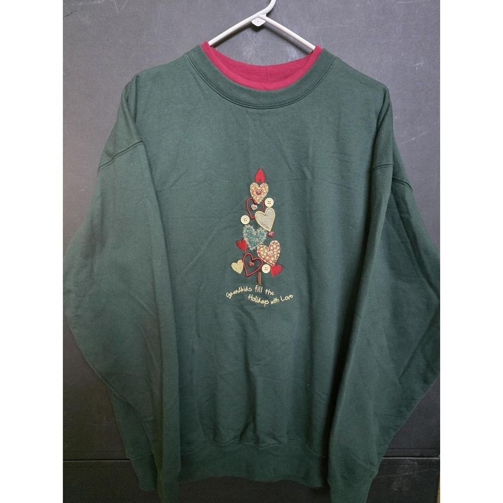 M&C Sportswear Vintage Women's Plus Grandmother Christmas Sweatshirt SZ 1X